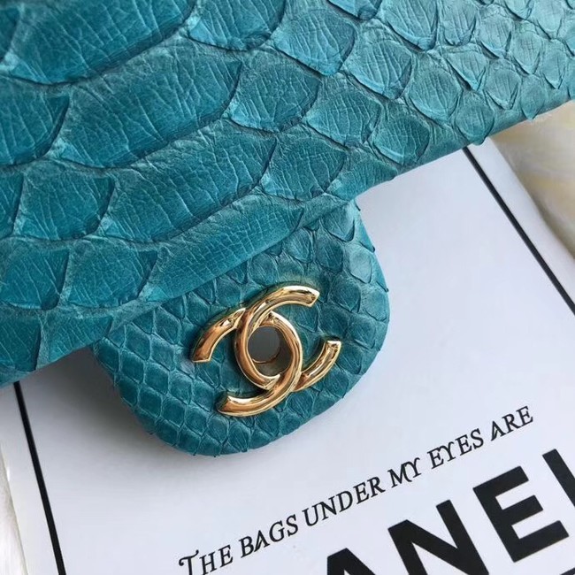 Chanel Mini Flap Bag Python & Gold-Tone Metal A69900 blue