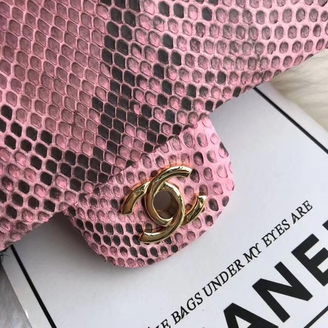 Chanel Mini Flap Bag Python & Gold-Tone Metal A69900 pink