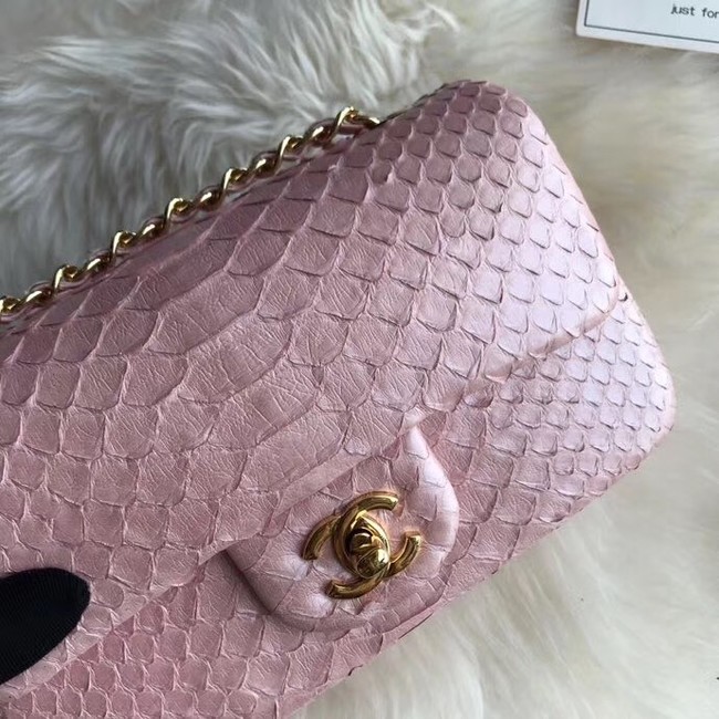 Chanel Mini Flap Bag Python & Gold-Tone Metal d69900 Pink