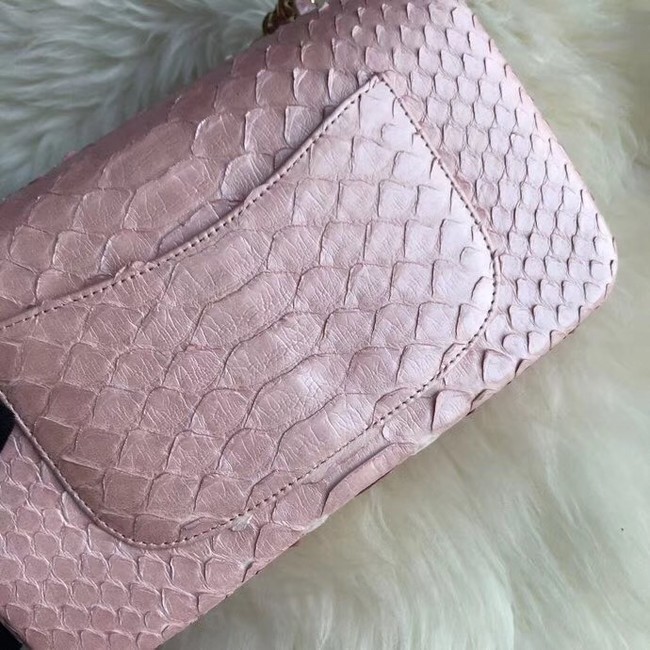 Chanel Mini Flap Bag Python & Gold-Tone Metal d69900 Pink