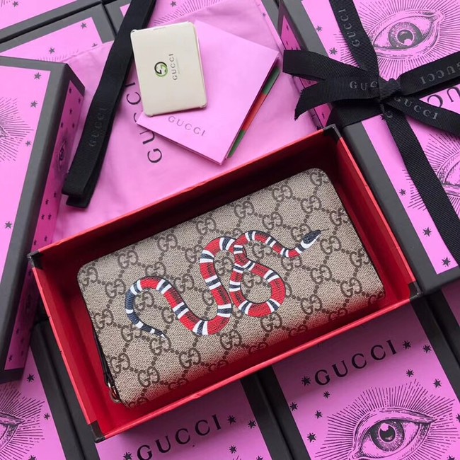 Gucci Kingsnake print GG Supreme zip around wallet 451273