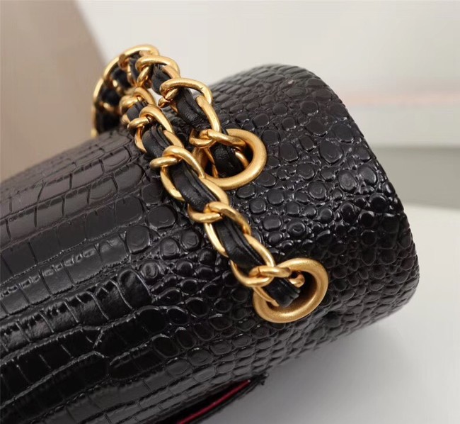 Chanel Classic Handbag Alligator & Gold-Tone Metal A01112 black