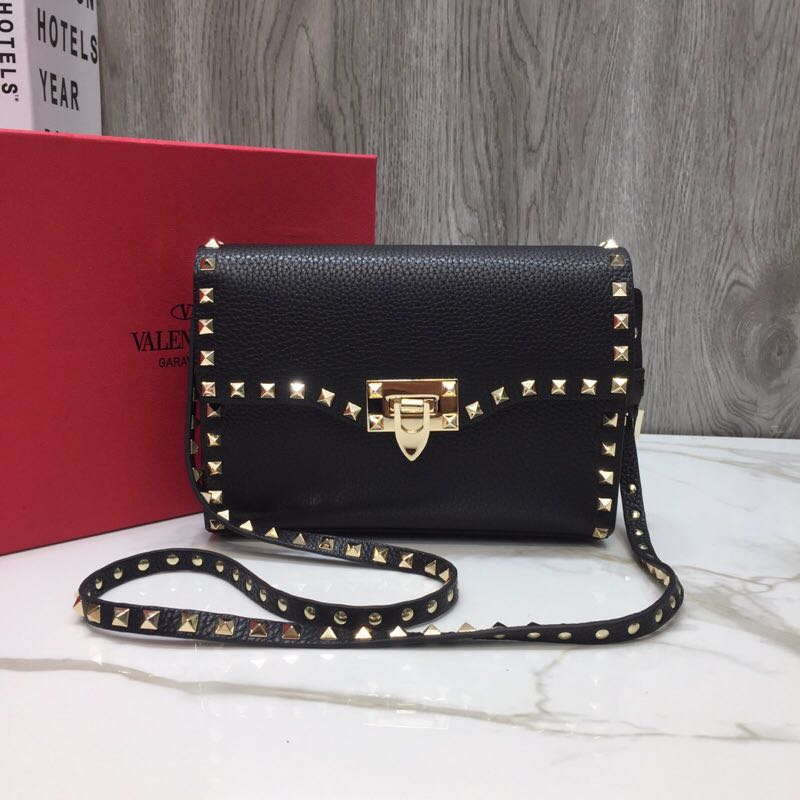 VALENTINO Rockstud leather cross-body bag 76357 black