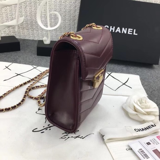 Chanel Original Clutch with Chain A81226 Calfskin & Gold-Tone Metal A81226 Burgundy