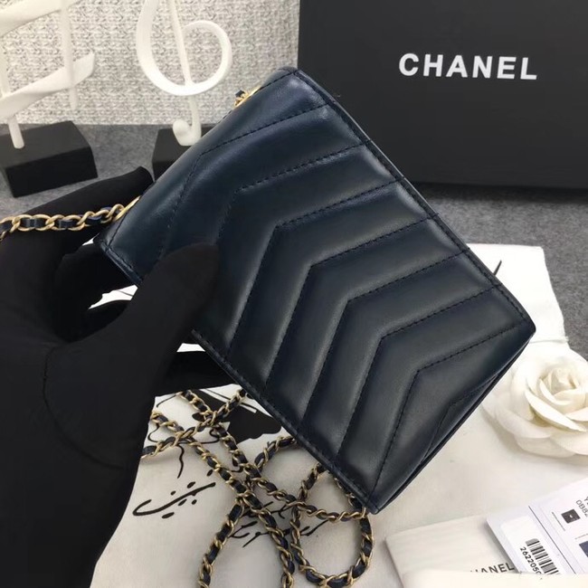 Chanel Original Clutch with Chain A81226 Calfskin & Gold-Tone Metal A81226 dark blue