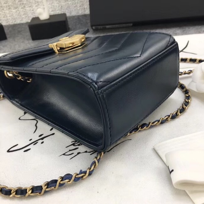 Chanel Original Clutch with Chain A81226 Calfskin & Gold-Tone Metal A81226 dark blue