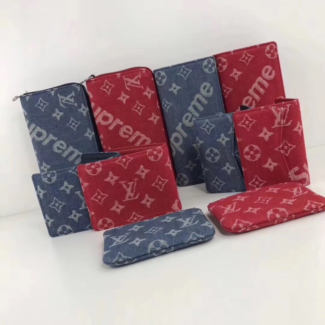 Louis vuitton original ZIPPY WALLET SUPREME 60017 blue