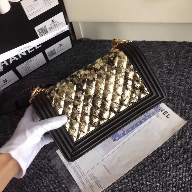 CHANEL Handbag Small BOY Original A67086 Gold-Tone Metal