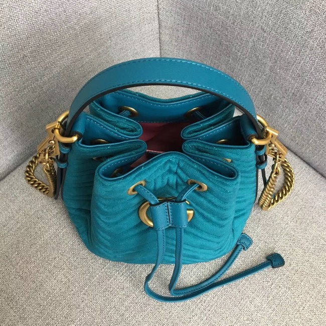 Gucci GG Marmont quilted leather bucket bag 525081 green suede