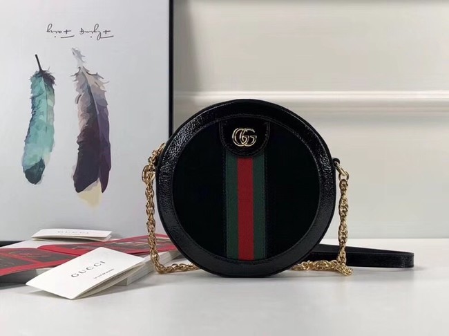 Gucci Ophidia mini round shoulder bag 550618 Black suede