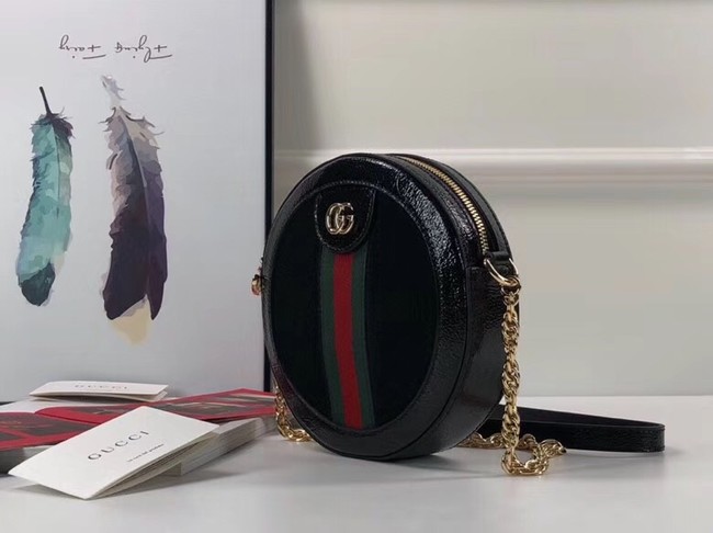 Gucci Ophidia mini round shoulder bag 550618 Black suede