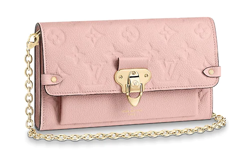 Louis vuitton original mongram empreinte CHAIN WALLET M63399 Rose Poudre