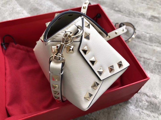 VALENTINO Rockstud leather cross-body bag 04235 white