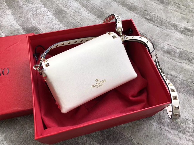 VALENTINO Rockstud leather cross-body bag 04235 white