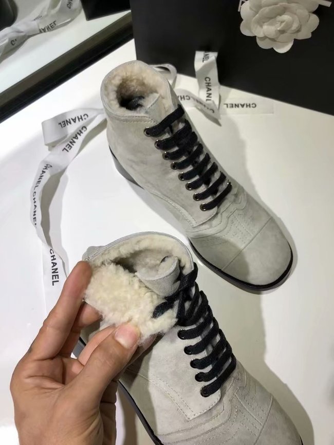 Chanel Lace-Ups Suede Calfskin & Shearling CH2443MG grey