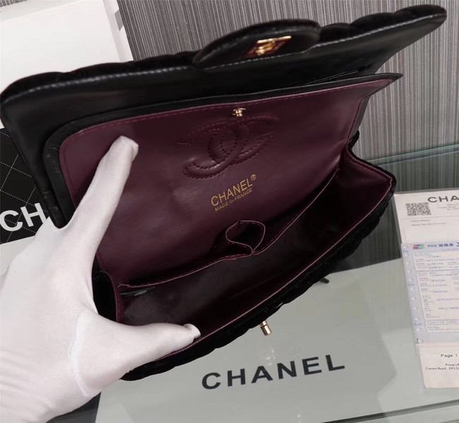 CHANEL Flap Bag velvet 1112 black