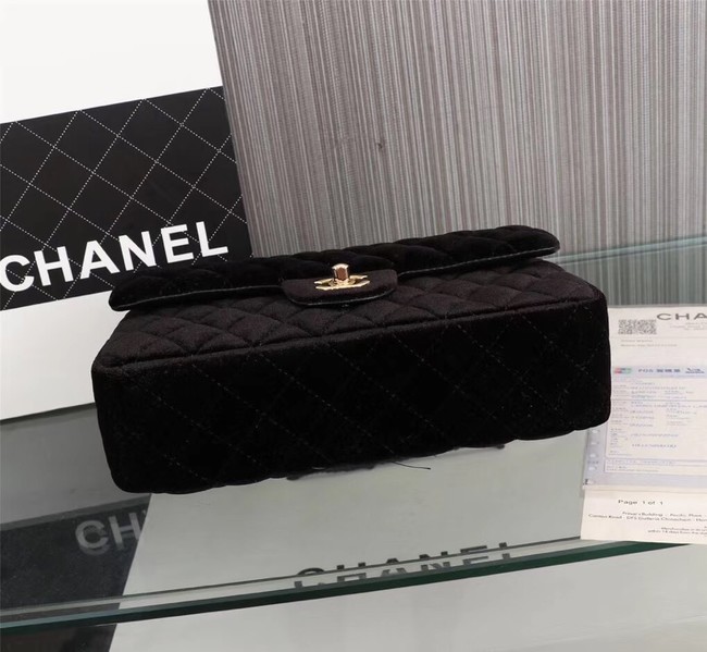 CHANEL Flap Bag velvet 1112 black