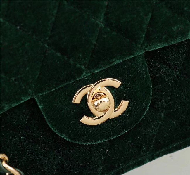 CHANEL Flap Bag velvet 1112 green