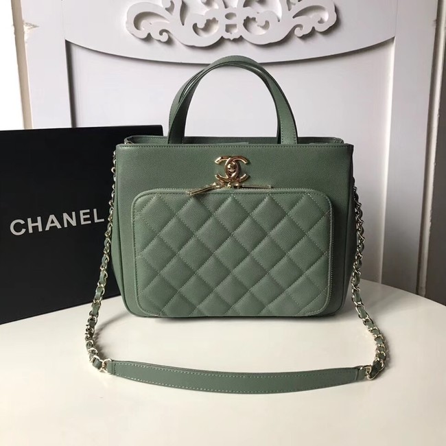 CHANEL Shopping Bag Grained Calfskin & Gold-Tone Metal A93794 green