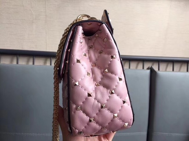 VALENTINO Rockstud medium leather shoulder bag 0123 pink