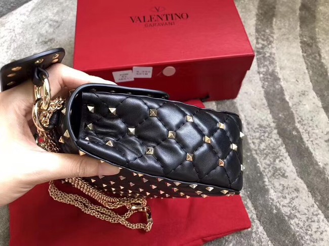 VALENTINO Rockstud spike medium shoulder bag 2601 black