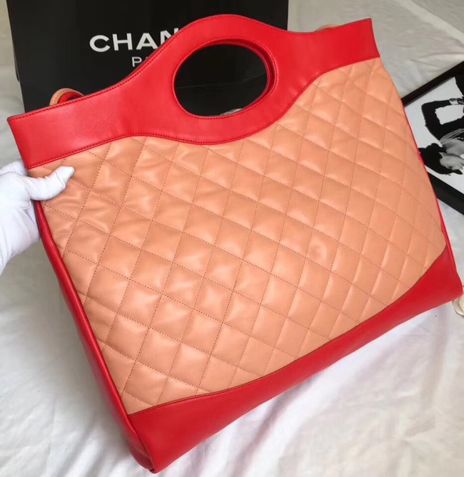 CHANEL 31 Large Shopping Bag A57977 Red & apricot