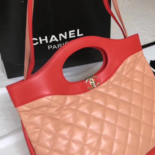 CHANEL 31 Large Shopping Bag A57977 Red & apricot