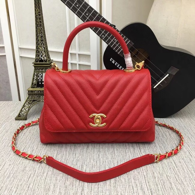 Chanel Flap Bag with Top Handle 36620 red