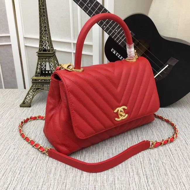 Chanel Flap Bag with Top Handle 36620 red