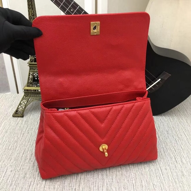 Chanel Flap Bag with Top Handle 36620 red