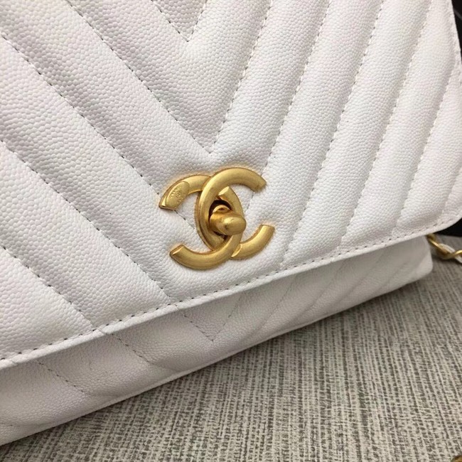 Chanel Flap Bag with Top Handle 36620 white