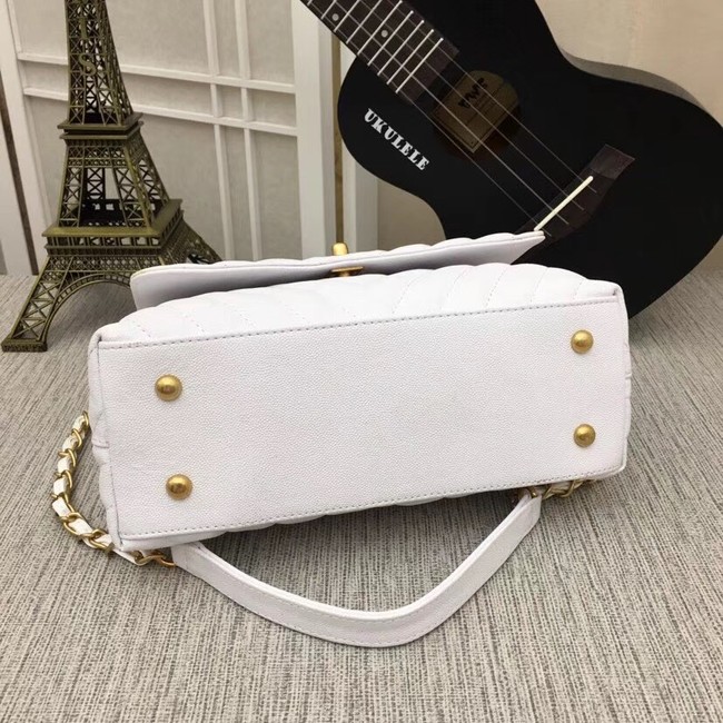 Chanel Flap Bag with Top Handle 36620 white