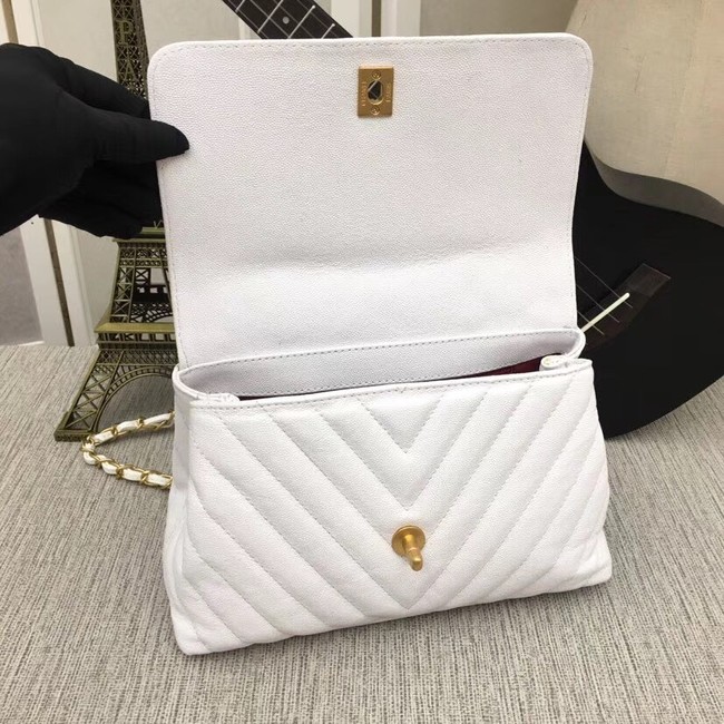 Chanel Flap Bag with Top Handle 36620 white