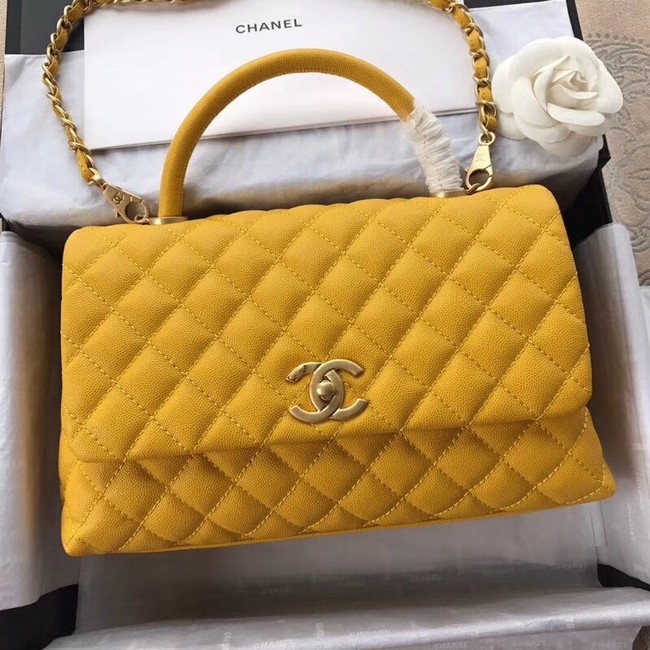 Chanel Flap Bag with Top Handle A92991 yellow