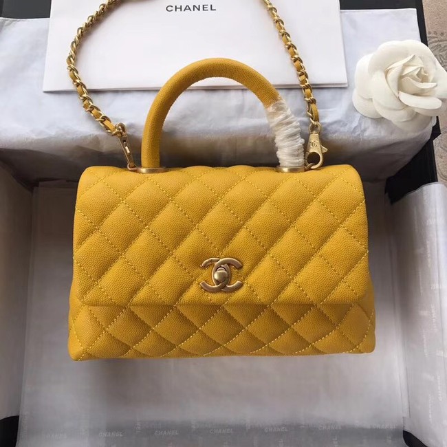 Chanel Small Flap Bag with Top Handle A92990 yellow