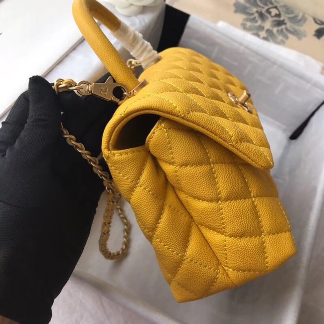 Chanel Small Flap Bag with Top Handle A92990 yellow