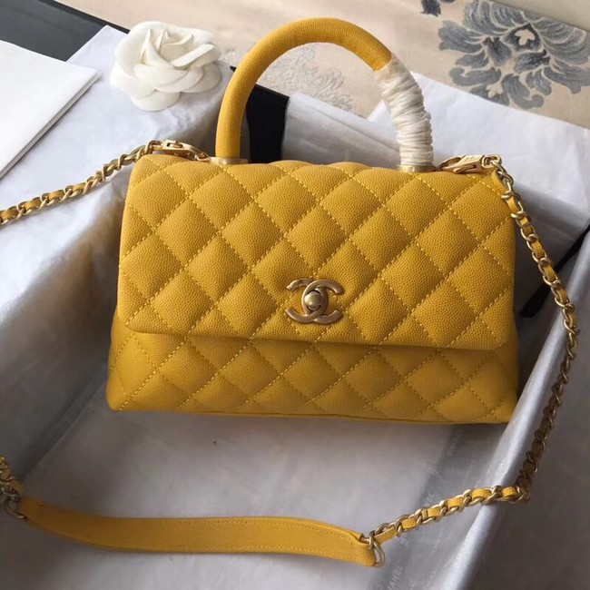 Chanel Small Flap Bag with Top Handle A92990 yellow