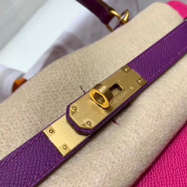 Hermes Kelly 28cm Shoulder Bags Epsom Leather KL28 Plum red&purple