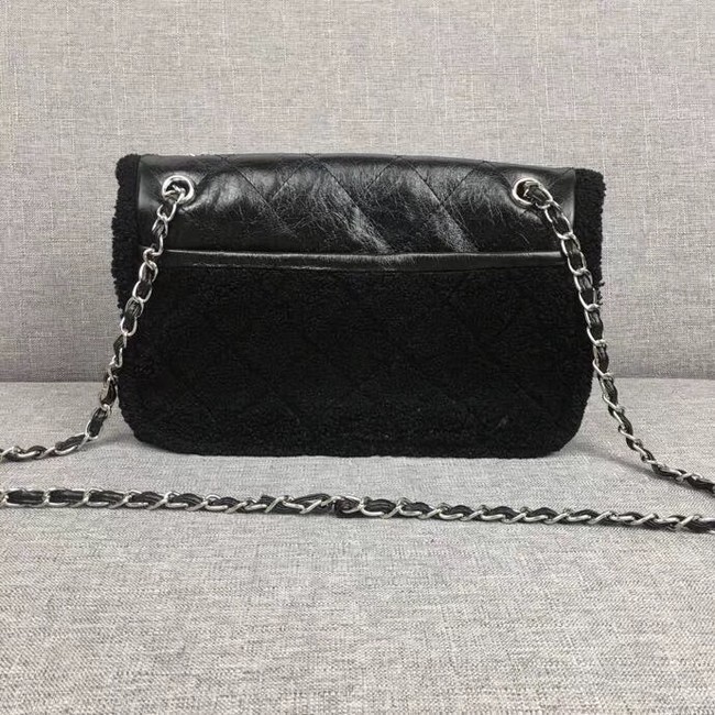 Chanel Flap Bag Shearling Lambskin & silver-Tone Metal 3378 black