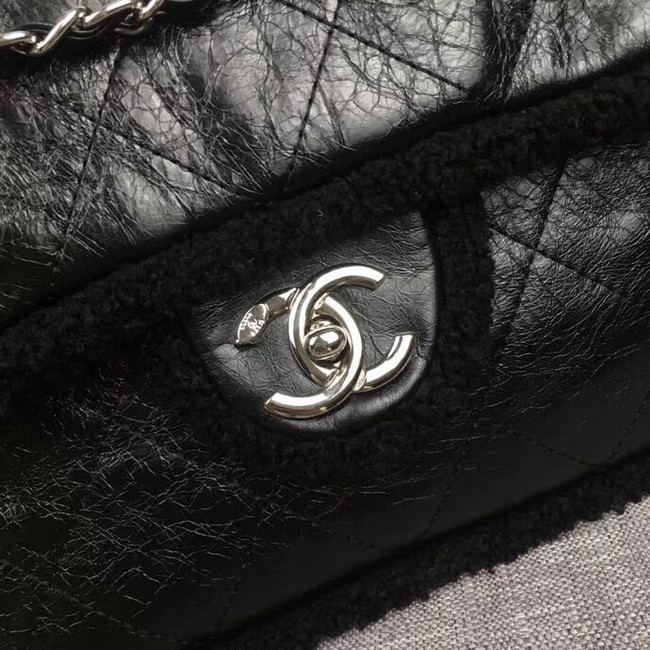 Chanel Flap Bag Shearling Lambskin & silver-Tone Metal 3378 black