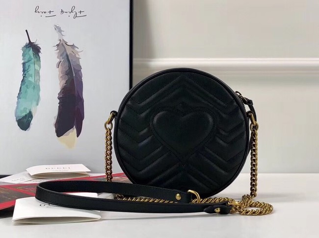 Gucci GG Marmont mini round shoulder bag 550154 black