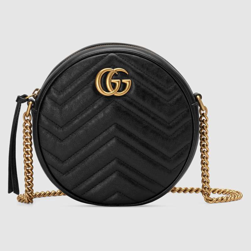 Gucci GG Marmont mini round shoulder bag 550154 black