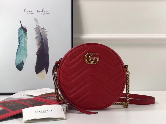 Gucci GG Marmont mini round shoulder bag 550154 red