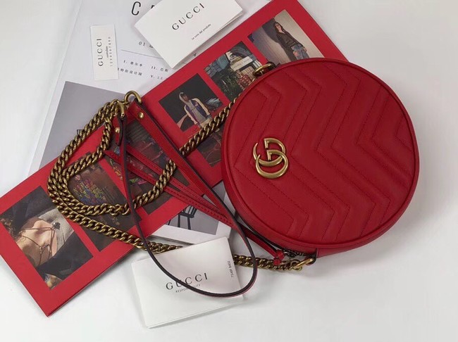 Gucci GG Marmont mini round shoulder bag 550154 red