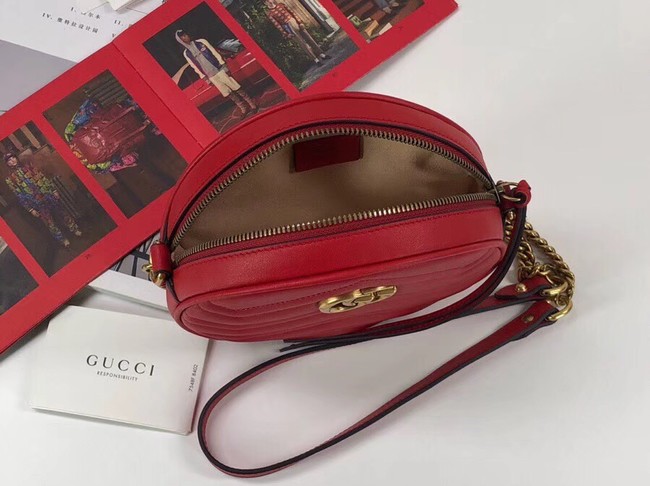 Gucci GG Marmont mini round shoulder bag 550154 red