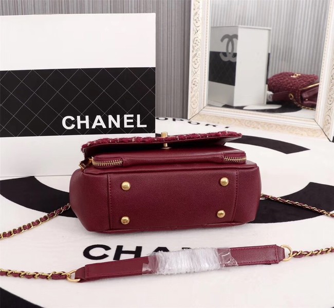 Chanel Calfskin Leather tote Bag 85583 Burgundy