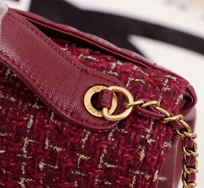 Chanel Calfskin Leather tote Bag 85583 Burgundy