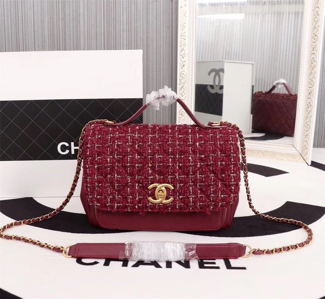 Chanel Calfskin Leather tote Bag 85583 Burgundy