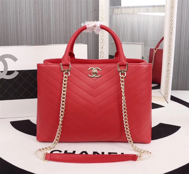 Chanel Calfskin Leather tote Bag 85584 red