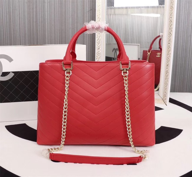 Chanel Calfskin Leather tote Bag 85584 red